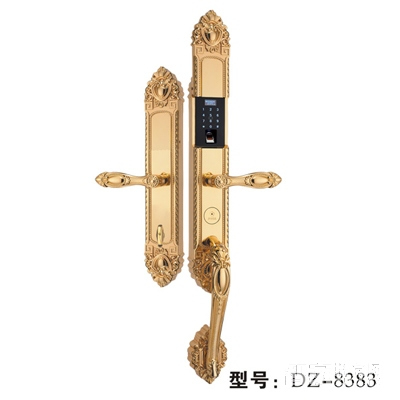 樱花锁业金盾系列指纹锁 密码锁 滑盖 亮金 不锈钢面板