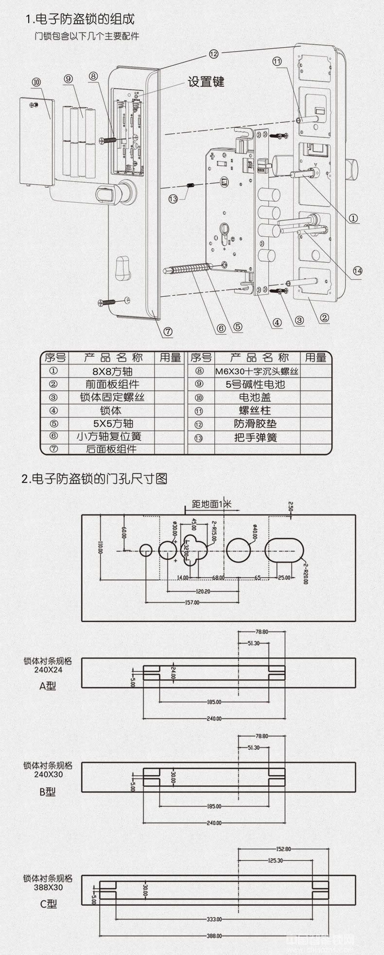 三环指纹锁 全304不锈钢智能锁 防盗门入户门密码锁