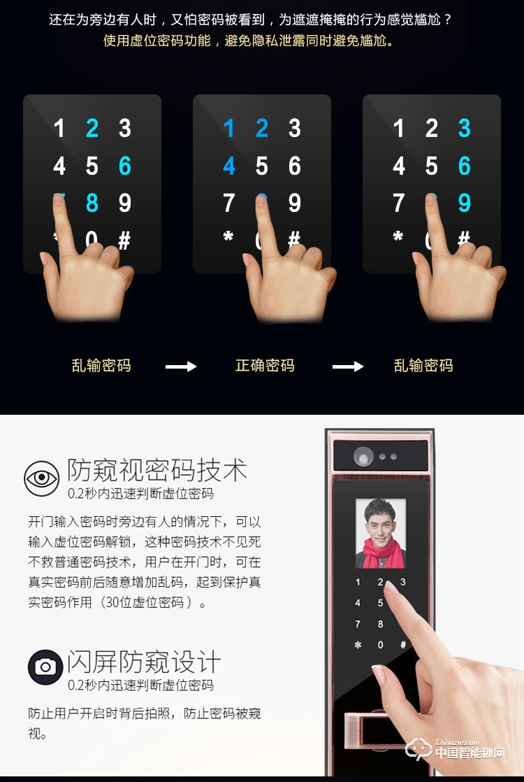 伊派尔人脸识别掌静脉指纹锁家用防盗门锁智能锁密码锁家居智能锁