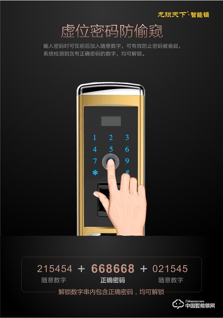 龙锁天下智能锁 指纹密码锁 防盗门锁 电子刷卡锁Z09
