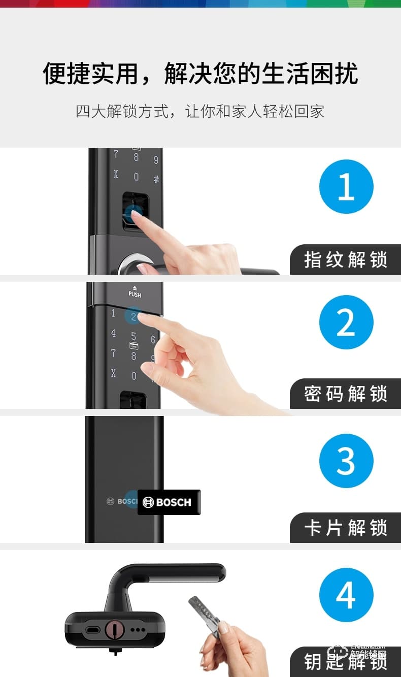 博世（bosch）智能锁 ID80智能滑盖指纹密码锁