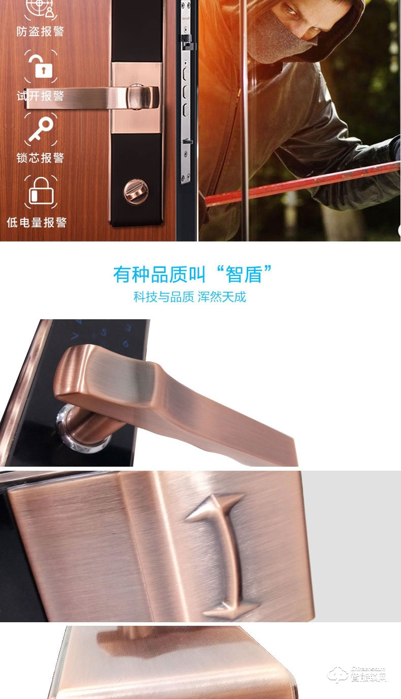 德斯保智能锁 小滑盖指纹密码防盗锁