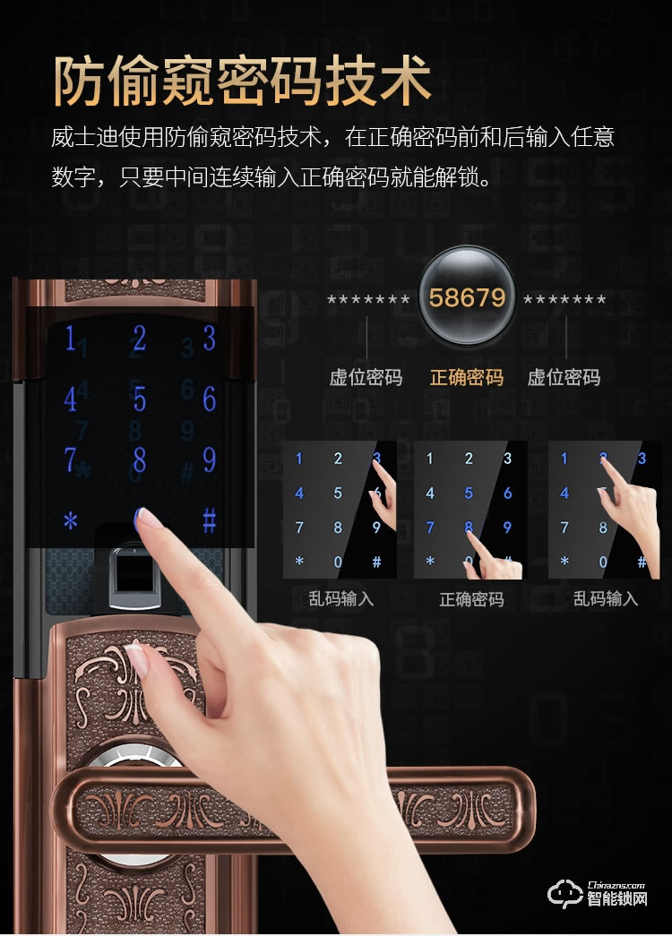 威士迪智能锁 电子密码半导体防盗门锁