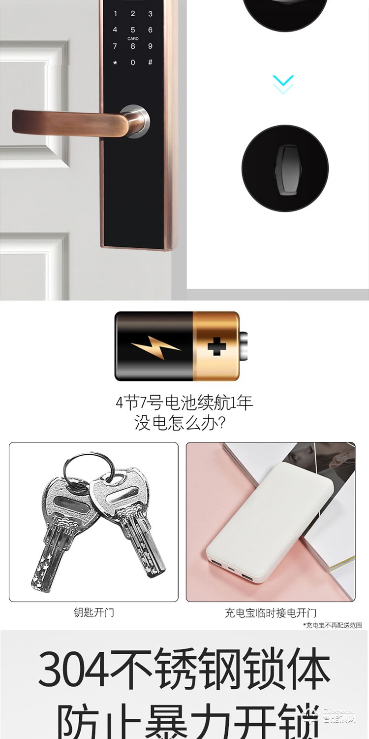 居顶指纹锁 家用防盗门智能密码门锁
