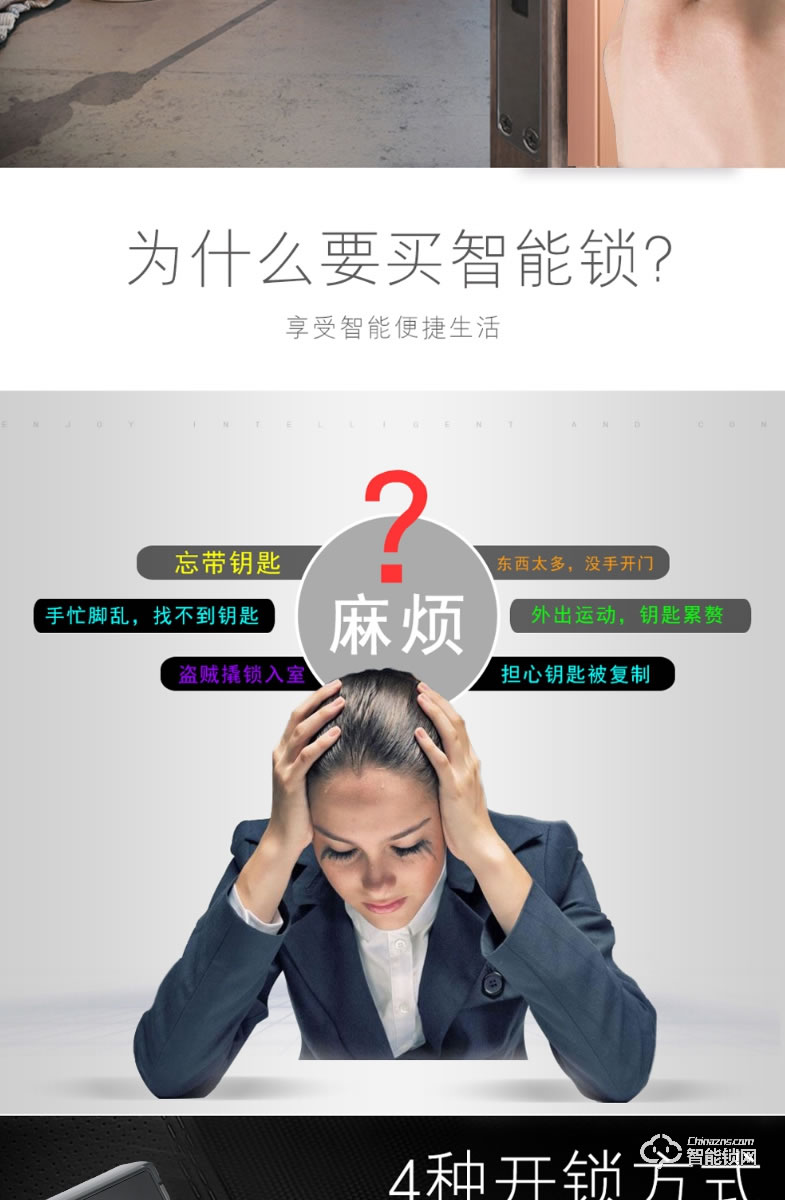 居顶指纹锁 家用防盗门锁电子感应锁