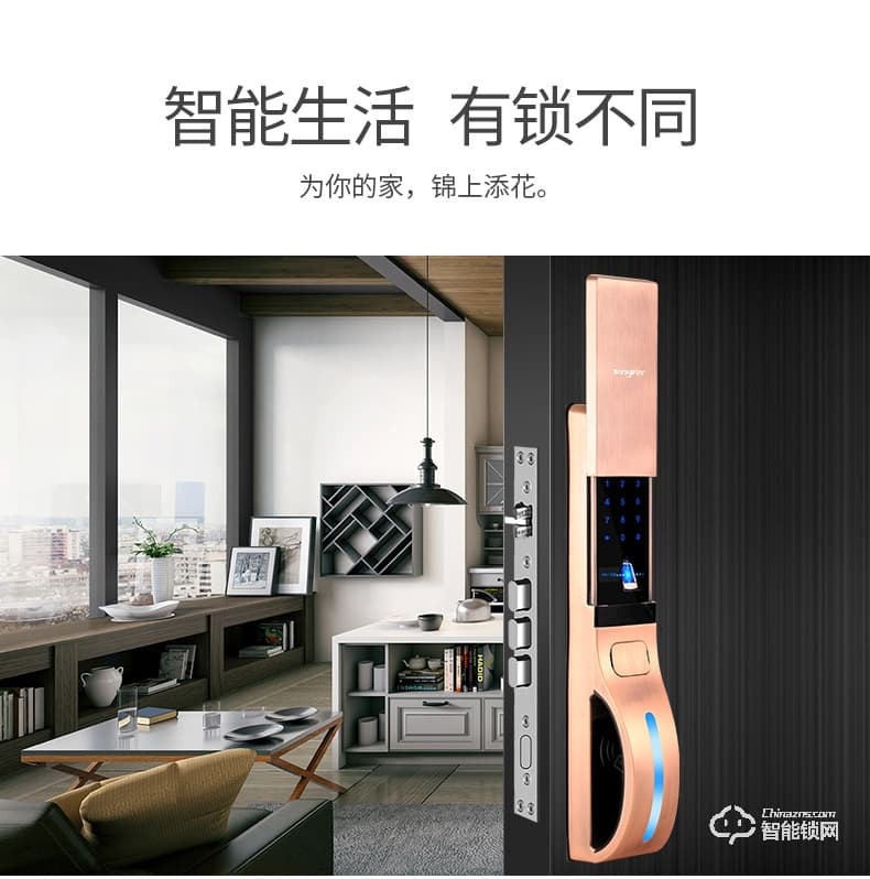 腾飞指纹锁 家用密码锁推拉式防盗门智能感应锁