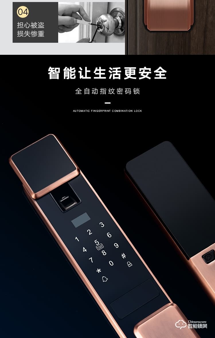 艾创米智能锁 S115全自动防水防盗大门密码锁