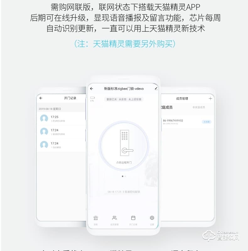 云讯智能锁 M1H家用防盗门智能锁电子密码锁