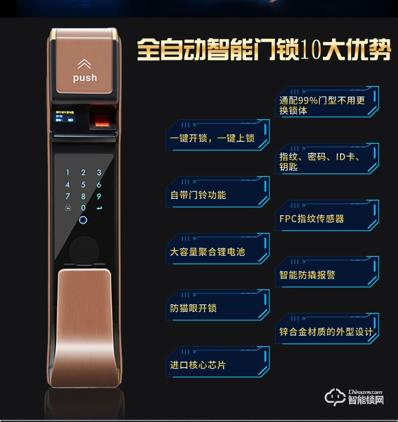秘堡智能锁  B系列全自动指纹密码锁