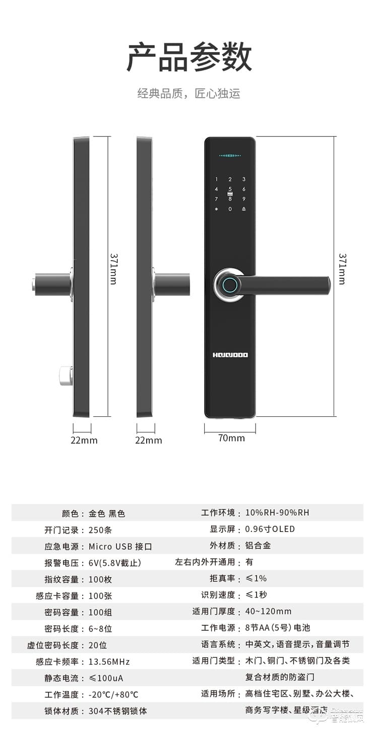 皇家金盾智能锁 S1一握开智能防盗门锁