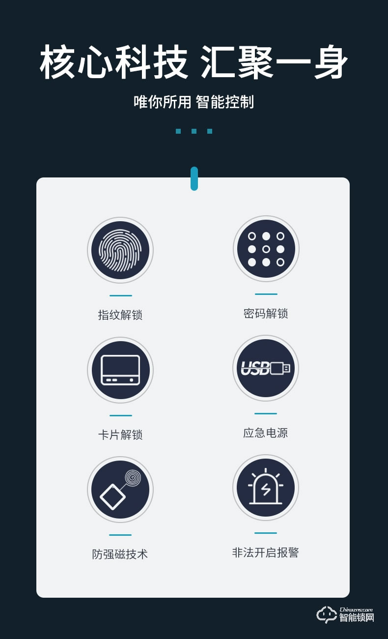 琨山通用智能锁 Y300玻璃门指纹锁办公室密码锁