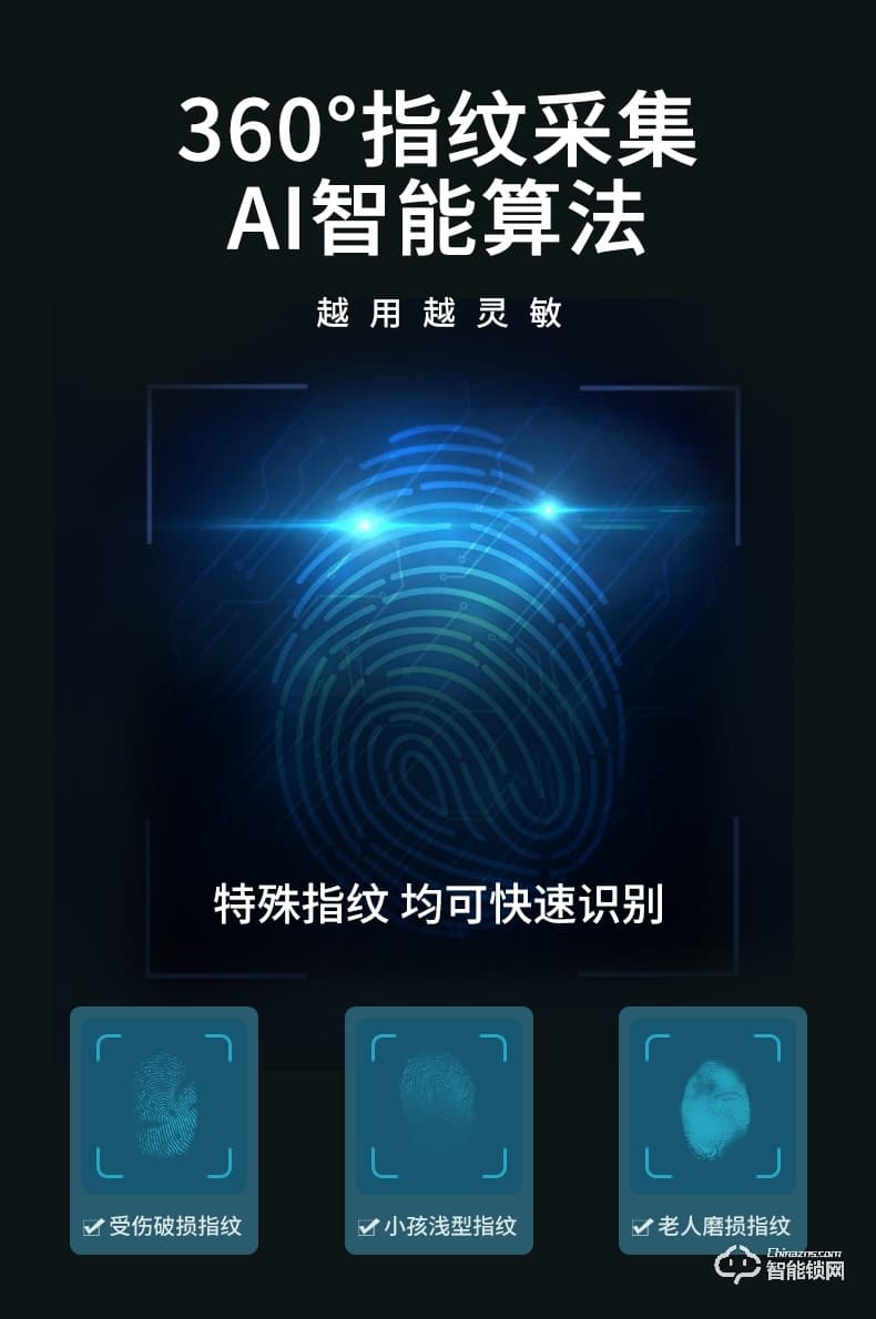 琨山通用智能锁 Y300玻璃门指纹锁办公室密码锁