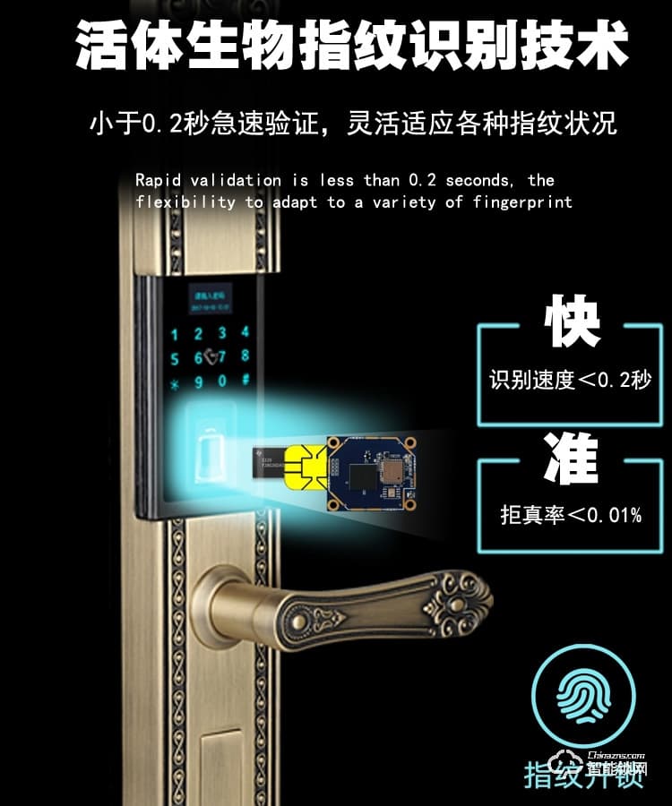 沃德浮智能锁 V08全自动别墅入户大门指纹锁