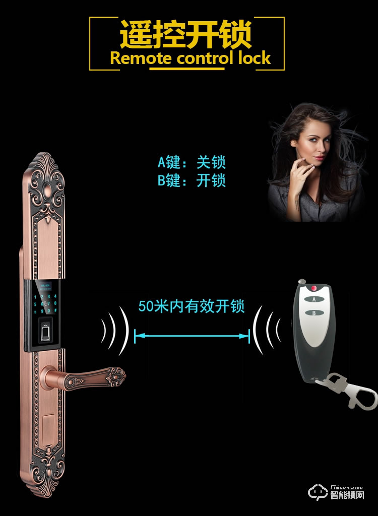 沃德浮智能锁 V08全自动别墅入户大门指纹锁