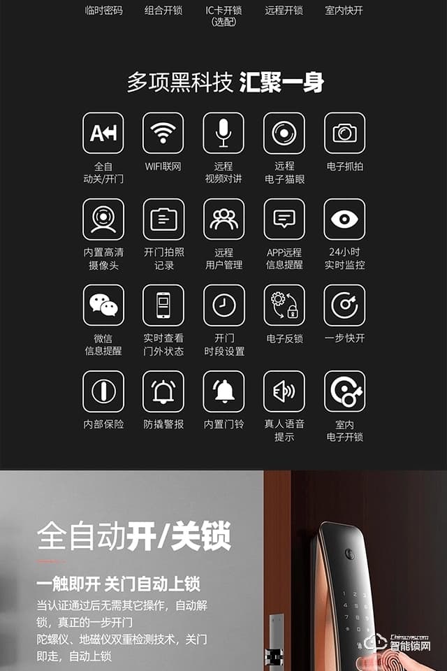 保仕盾智能锁 Q1pro全自动带监控摄像可视门铃智能锁