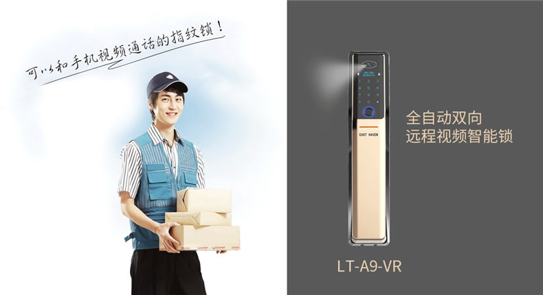 东港智能锁 LT-A9-VR全自动双向远程视频智能锁