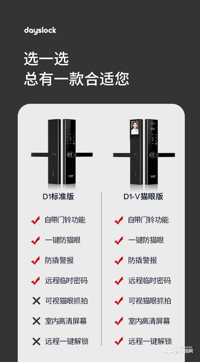 戴司智能锁 D1/D1-V可视猫眼智能锁家用防盗门锁