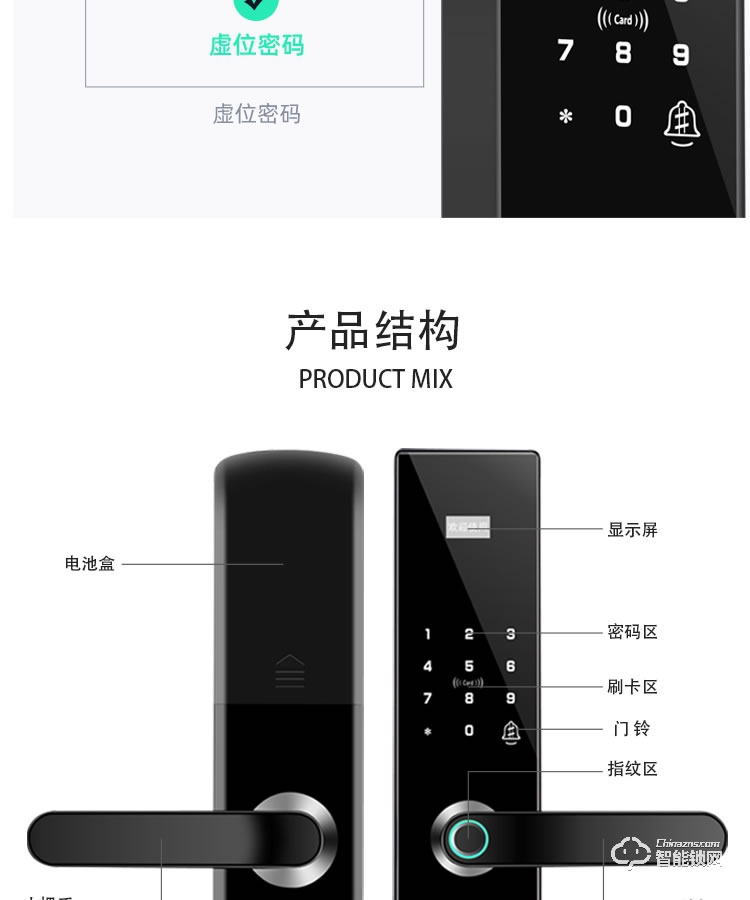 艾迪亚克智能锁 Y1全自动直板密码指纹锁