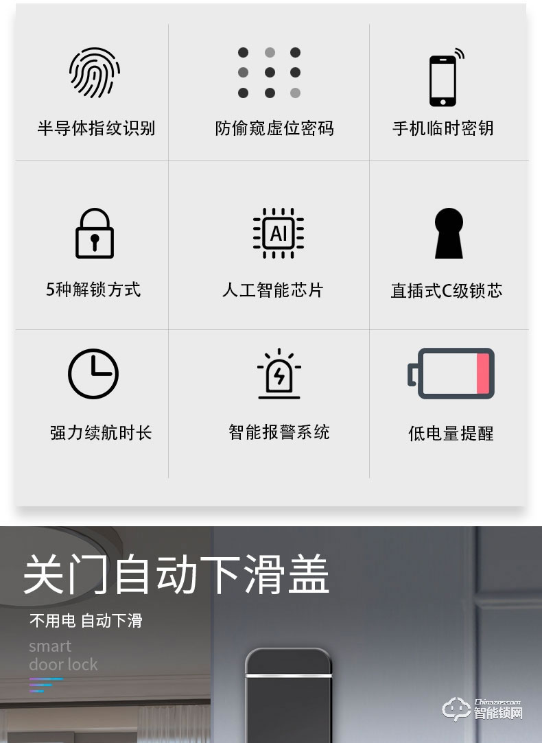 省馨智能锁 T1家用防盗门指纹锁密码锁