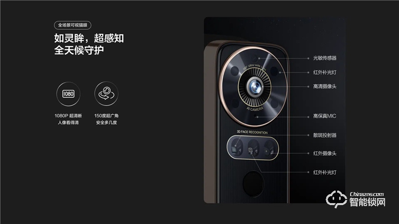 TCL真3D人脸识别猫眼锁X10 家用防盗门锁密码锁