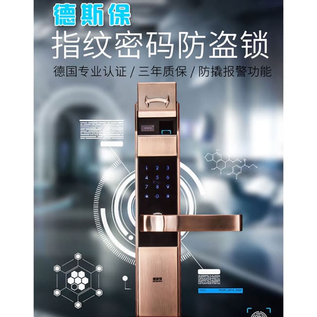 德斯保智能锁 小滑盖指纹密码防盗锁